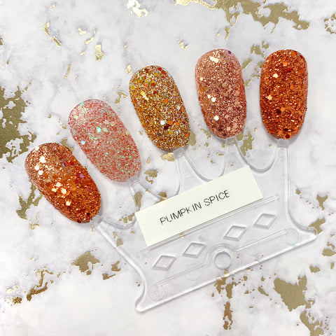 Pumpkin Spice Metallic Glitter Mix Fall Autumn Orange Nails