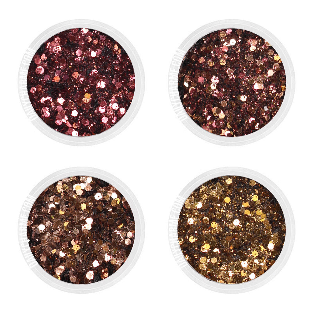 Pecan Pie Metallic Glitter Mix Set / Fine Pecan Pie Metallic Nail Art Glitter Fall Brown Bronze Burgundy