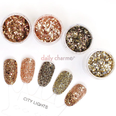 City Lights Metallic Glitter Mix Set / Fine Rose Gold Copper Gold Black