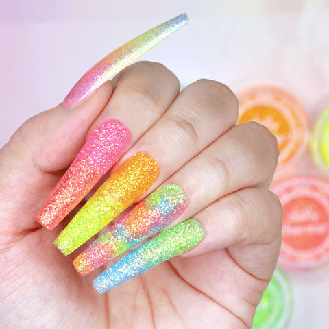 Iridescent Neon Glitter Dust / Pink Sangria Summer Nail Art Decoration