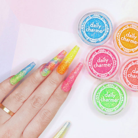 Iridescent Neon Glitter Dust / Blue Hawaiian Aqua Summer Nail Art