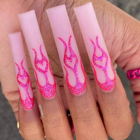 Metallic Glitter Dust / Flamingo Pink Hot Nail Art Supplies
