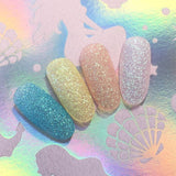 Iridescent Glitter Dust / Peach Sorbet Pastel Nail Art