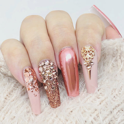 Metallic Mixed Hex Glitter / 20G / Pink Rose Gold for Nail Art