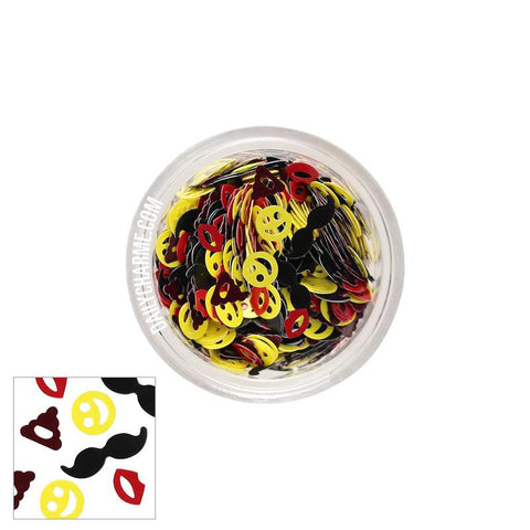 Colorful Emoji Glitter Mustache Nail Art Solvent Resistant Fun DIY Nails