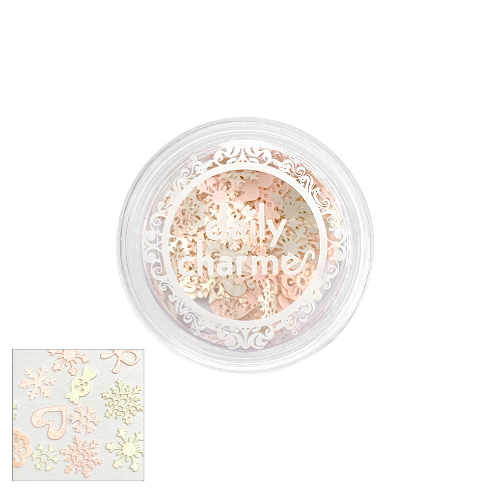 Holiday Soft Paper Glitter / Dainty Snowflakes Delicate Soft Paper Glitter Mix / Dainty Snowflakes Pink White Nails