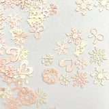 Delicate Soft Paper Glitter Mix / Dainty Snowflakes Pink White Nails
