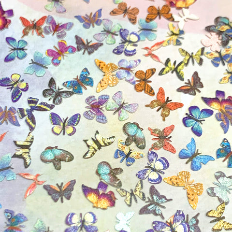 Delicate Soft Paper Glitter Mix / Rainbow Butterflies Nail Art