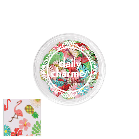 Delicate Soft Paper Glitter Tropical Paradise Summer Nail Art Flamingo Leafy
