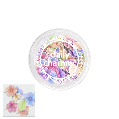 Floral Soft Paper Glitter / Rainbow Hydrangea Nail Art