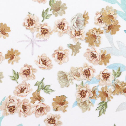 Floral Soft Paper Glitter / Butterfly Ranunculus Wedding Nail Art Flower Creamy Blush