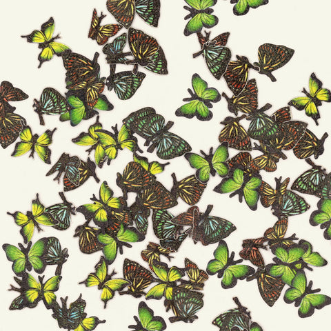 Delicate Soft Paper Glitter / Viridescent Butterflies Green Nail Art