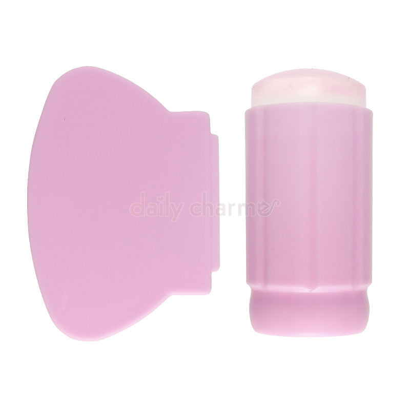 Clear Jelly Stamper & Scraper Set / Pink Quality Clear Jelly Stamper & Scraper Set Pink Nail Supply MoYou Stamp Art Plates