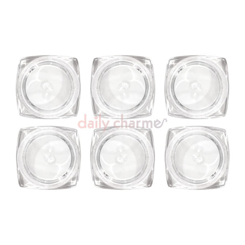 6 Square Base Clear Empty Jars / 3-Grams Nail Art Organizer