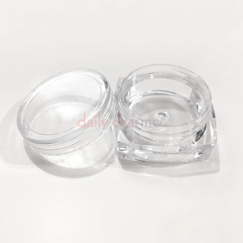 6 Square Base Clear Empty Jars / 3-Grams Nail Art Organizer