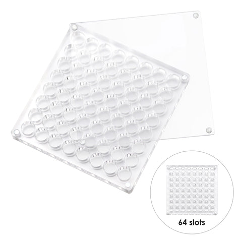 Nail Art Crystal Acrylic Display Case / 64 Slots Storage Organization