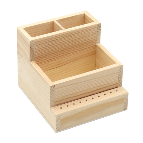 Nail Tool Wooden Desk Organizer for Drill Bits Files Brush Polish DIY Salon Storage