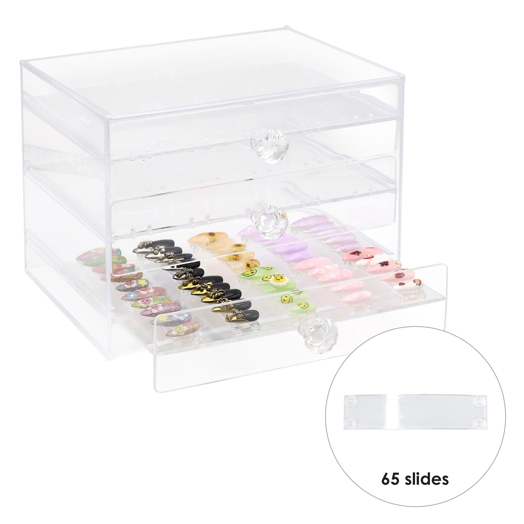 Acrylic Nail Tip Display Case Acrylic Nail Tip Display Case Swatch Press-On Tool Storage Organization