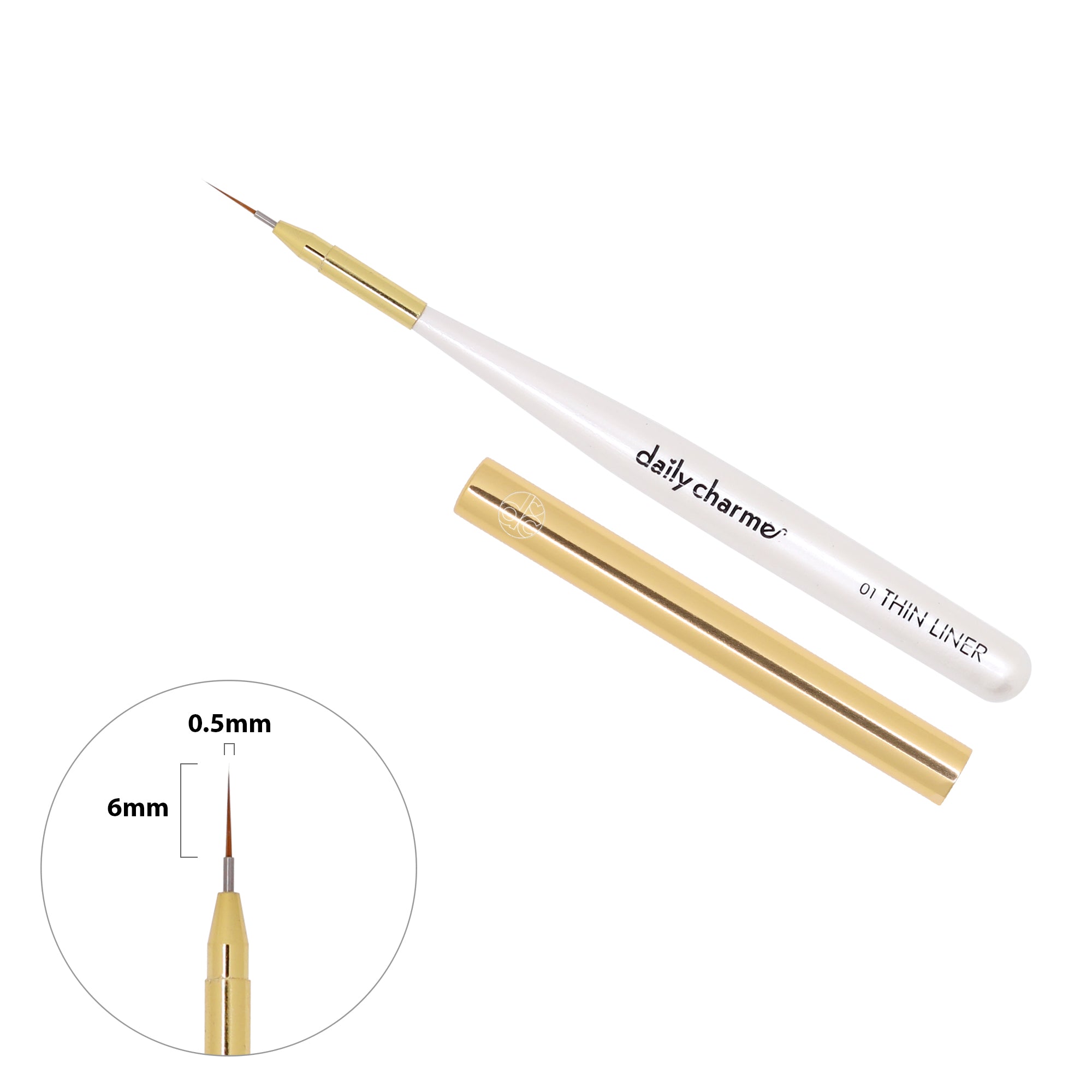 Daily Charme Nail Art Brush / 01 Thin Liner Fine Detailed Design Ornate Lace