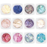 Large Colorful Crushed Seashell Set 12 Jars Japanese Nail Art Decor