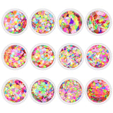 Iridescent Neon Mixed Shape Glitter Set Nail Art Heart Star Flower
