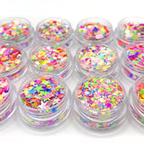 Iridescent Neon Mixed Shape Glitter Set Nail Art