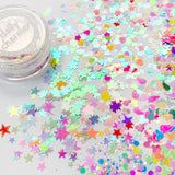 Iridescent Neon Mixed Shape Glitter Set Nail Art