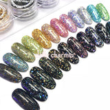 Colorful Holographic Glitter Flakes Set / 12 Jars Nail Art Supplies