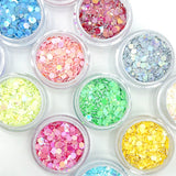 Iridescent Pastel Hex Mix Glitter Set / 12 Jars Nail Art
