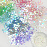 Iridescent Pastel Hex Mix Glitter Set / 12 Jars Nail Art