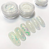 Iridescent Glow in the Dark Mix Glitter Set / 12 Jars Nail Art Purple White Blue Green Fairy Dust