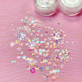 Aurora Iridescent Mixed Shape Glitter Heart Star Butterfly Dots Nail Art
