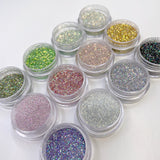 Holographic Twinkle Flash Glitter Dust Set / 12 Jars Nail Art Decor Supplies