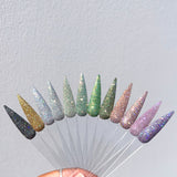 Magic Holographic Twinkle Flash Glitter Dust Set / 12 Jars Skittle Nail Design Iridescent