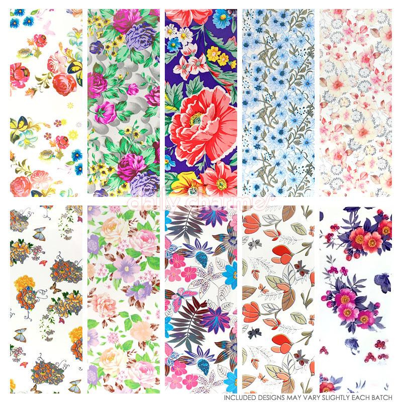 Nail Art Foil Paper Bundle / Floral / 10 Designs / 100 Pieces Nail Art Foil Paper Bundle / Floral / 10 Designs / 100 Pieces