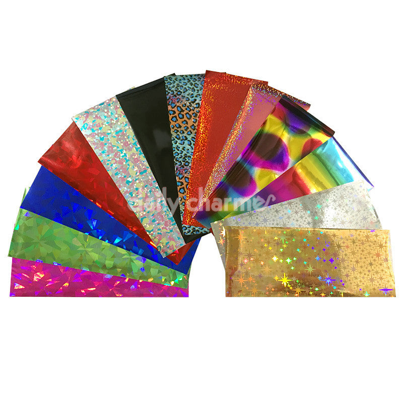 Nail Art Foil Paper Bundle / 13 Colors / 100+ Pieces / Mixed Metallic Holographic Gold Silver Pink Rainbow