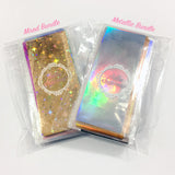 Nail Art Foil Paper Bundle / 13 Colors / 100+ Pieces / Mixed Metallic Holographic Gold Silver Pink Rainbow