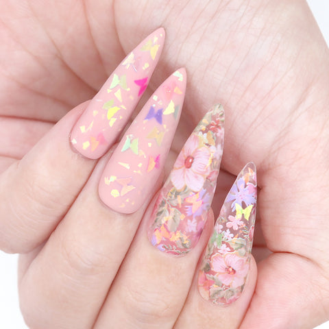 Nail Art Foil Paper / Springtime Colorful Pastel Flower Nail Manicure