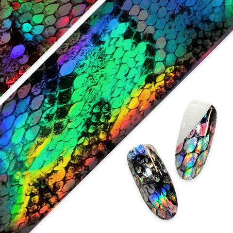 Nail Art Foil Paper / Rainbow Snakeskin Holographic Fall Nail Trend