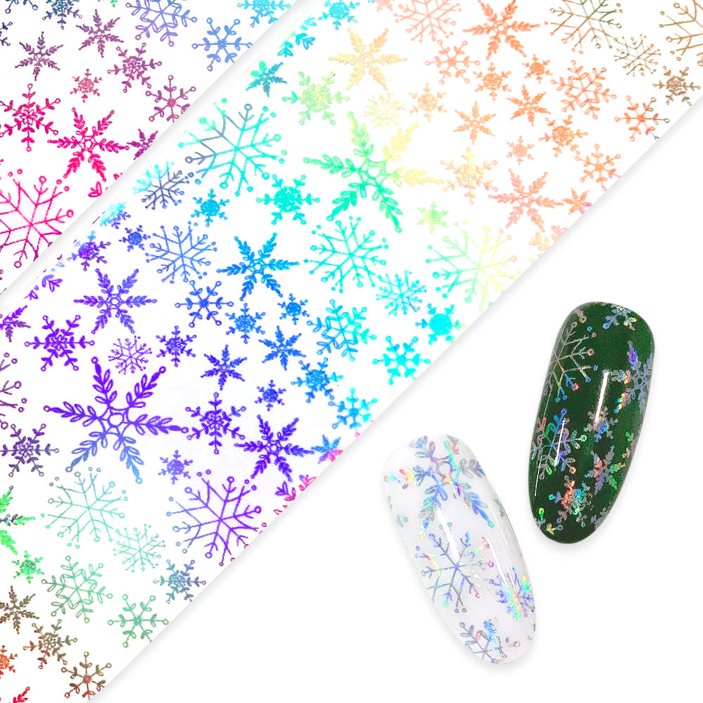 Nail Art Foil Paper / Magical Snow Nail Art Foil Paper / Magical Snowfall Rainbow Holographic Snowflake
