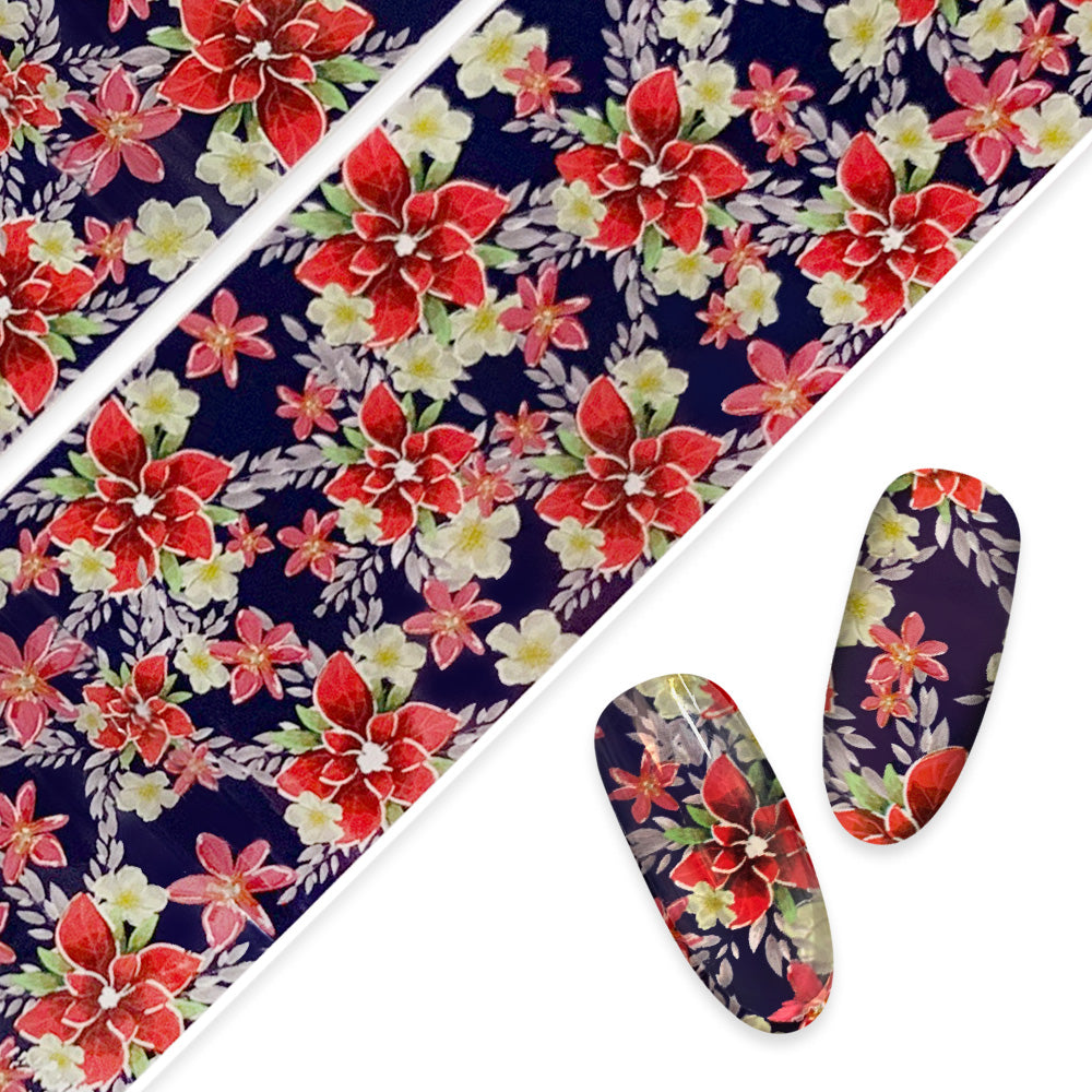 Nail Art Foil Paper / Holiday Poinsettia Nail Art Foil Paper / Holiday Poinsettia Red Christmas Vintage Manicure