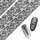Daily Charme Nail Art Foil Paper Black Floral Lace Valentine Nails