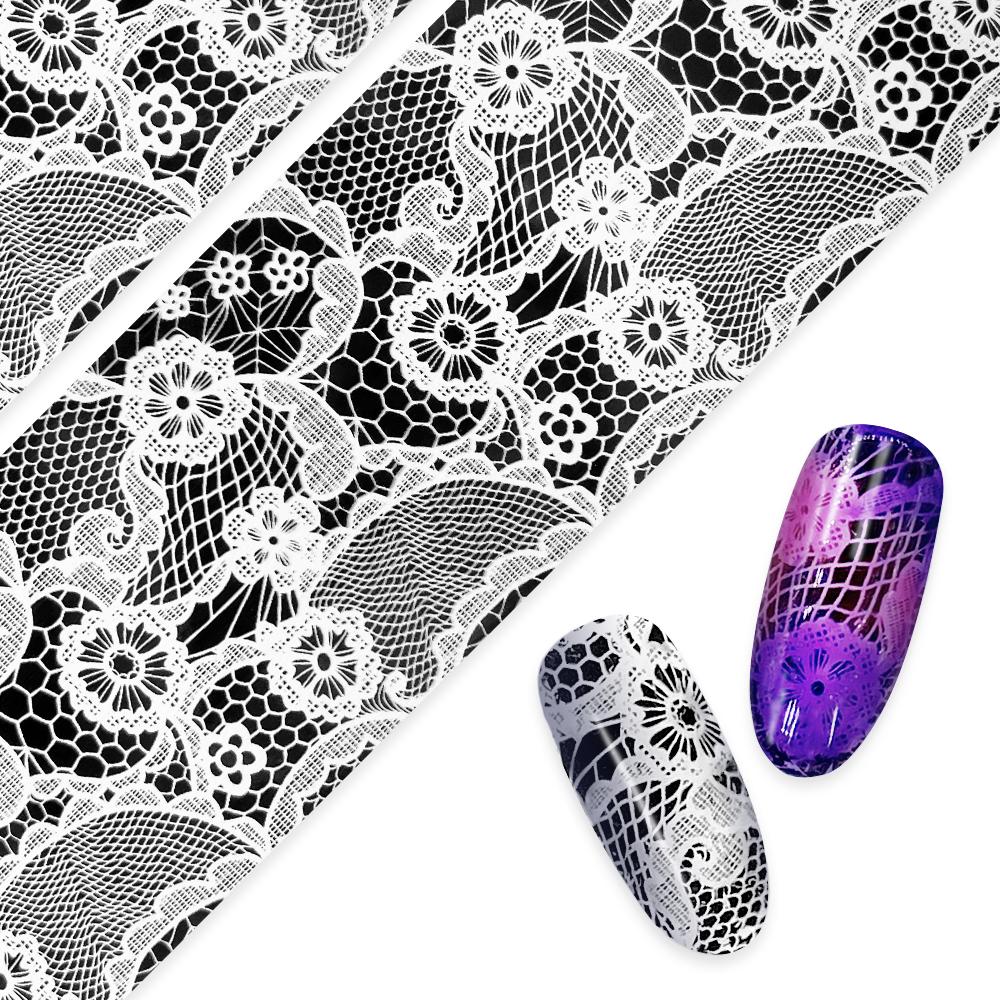 Nail Art Foil Paper / Crocheted Lace / Black Daily Charme Nail Art Foil Paper Black Crocheted Lace Valentine Nails