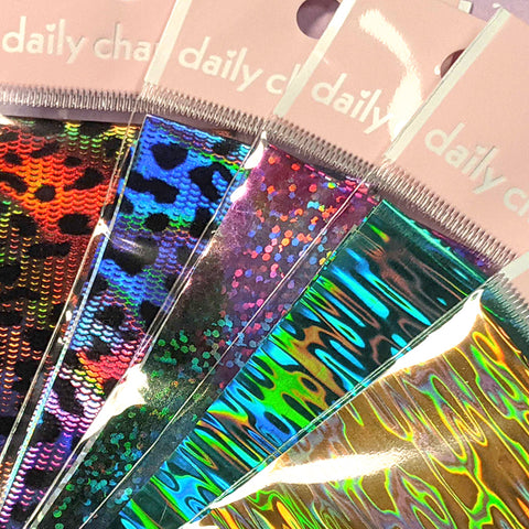 Daily Charme Nail Art Foil Paper Purple Holo Leopard Print Snake Skin