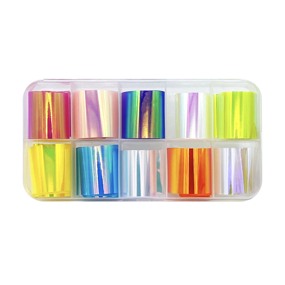Nail Art Glass Film Paper Box / 10 Iridescent Colors Nail Art Glass Film Paper Box / 10 Iridescent Colors Aurora Nails