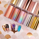 Nail Art Foil Box Set / 10 Designs / Ultimate Metallics Rose Gold Silver Holographic