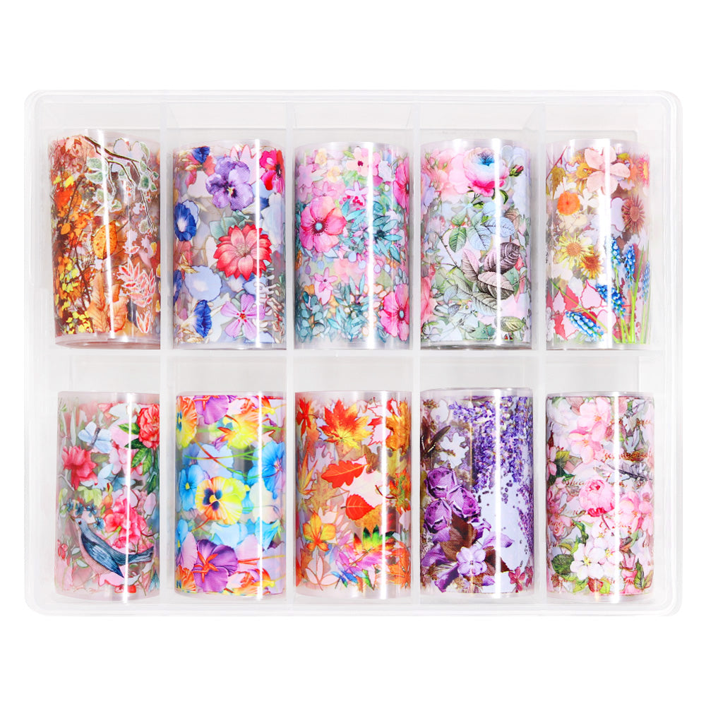 Nail Art Foil Box / Botanical Paradise Nail Art Foil Box Set / 10 Designs / Botanical Paradise