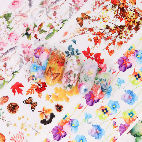 Nail Art Foil Box Set / 10 Designs / Botanical Paradise