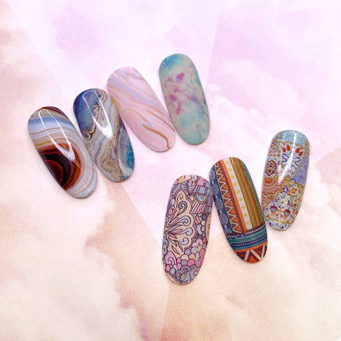 Nail Art Foil Box Set / 10 Designs / Bohemian Retreat Marble Geode Design