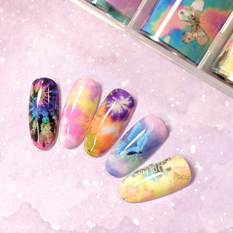 Daily Charme Nail Art Foil Box Vibrant Tie Dye Butterfly Summer  Nail